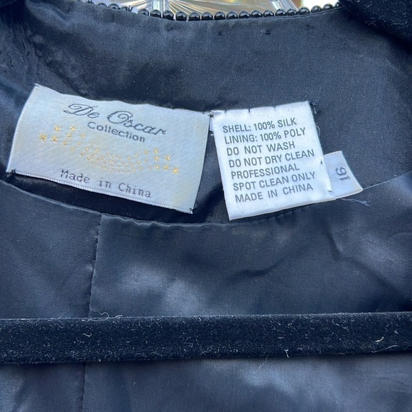 Vintage 90s Y2K Silk Beaded De Oscar Collection Formal Event Women’s jacket 16 5 - Picture 9 of 9